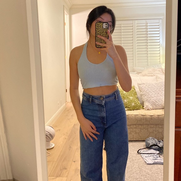 baby blue cropped halter top - Picture 2 of 2